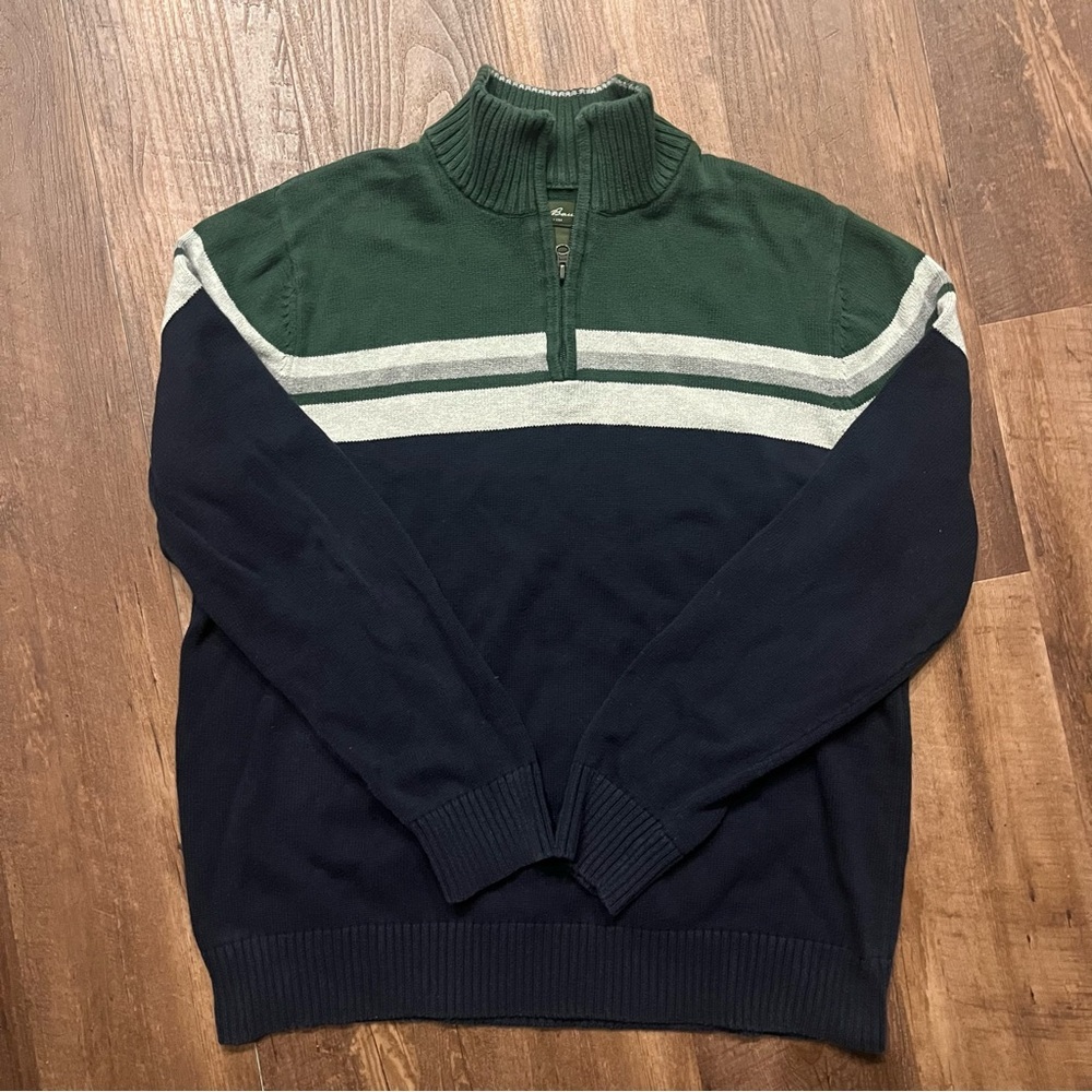 Eddie Bauer Forest Green and Navy Zip-Up Sweater